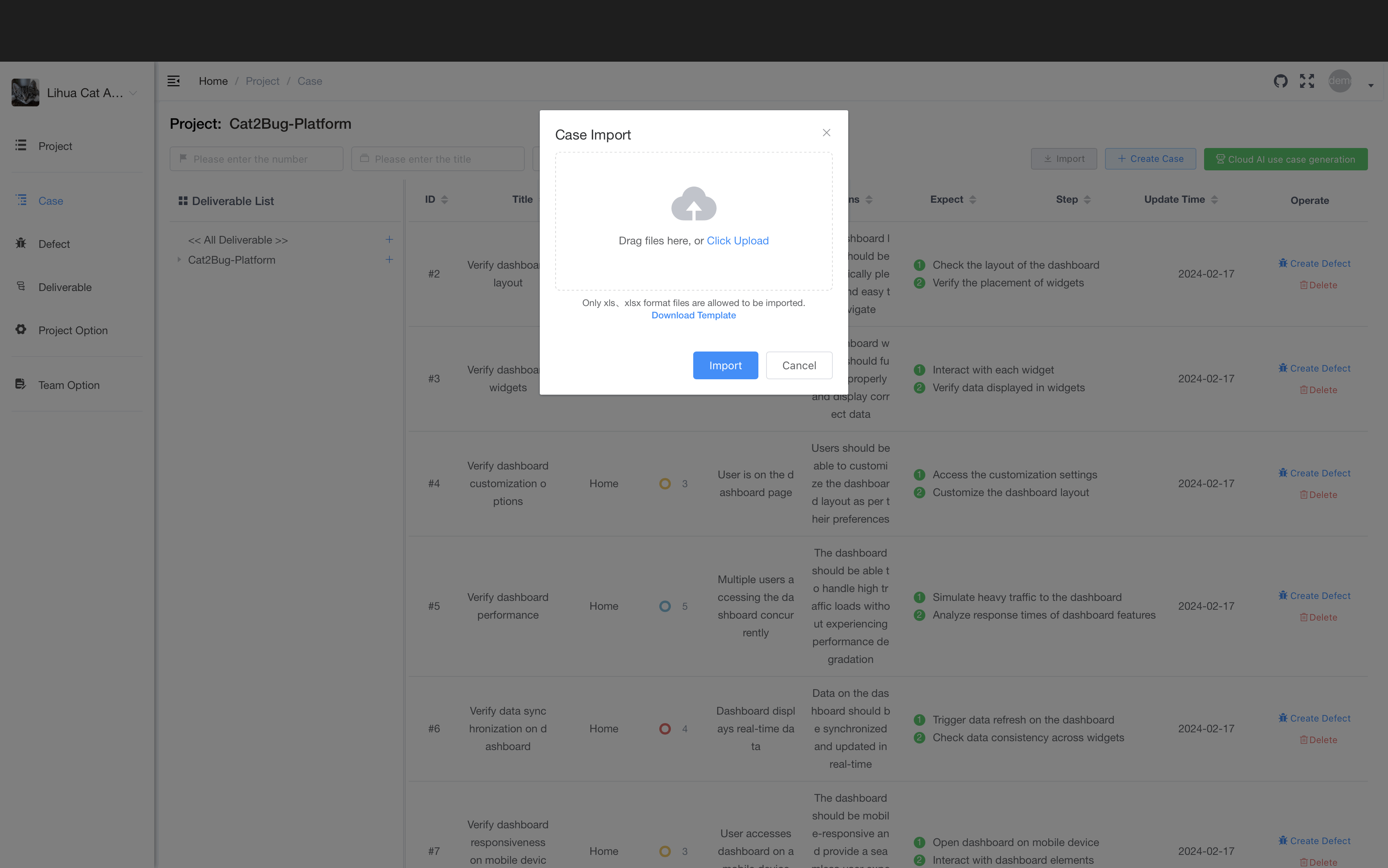Import Use Case Template